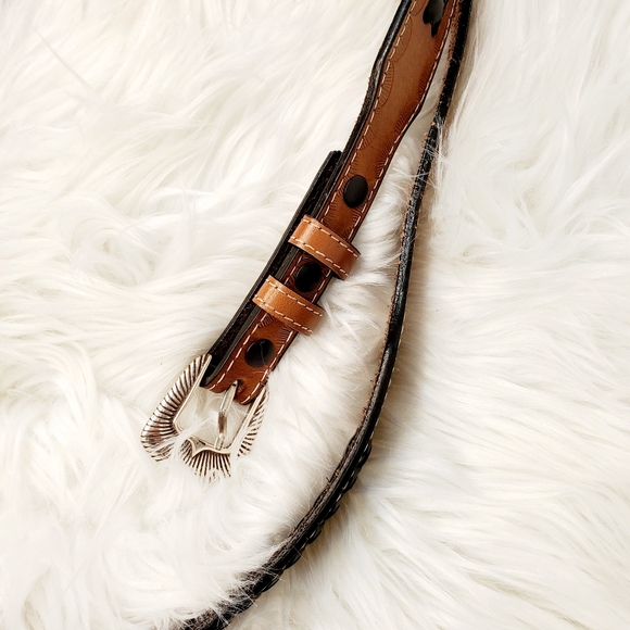 Western brown leather belt - Picture 4 of 10